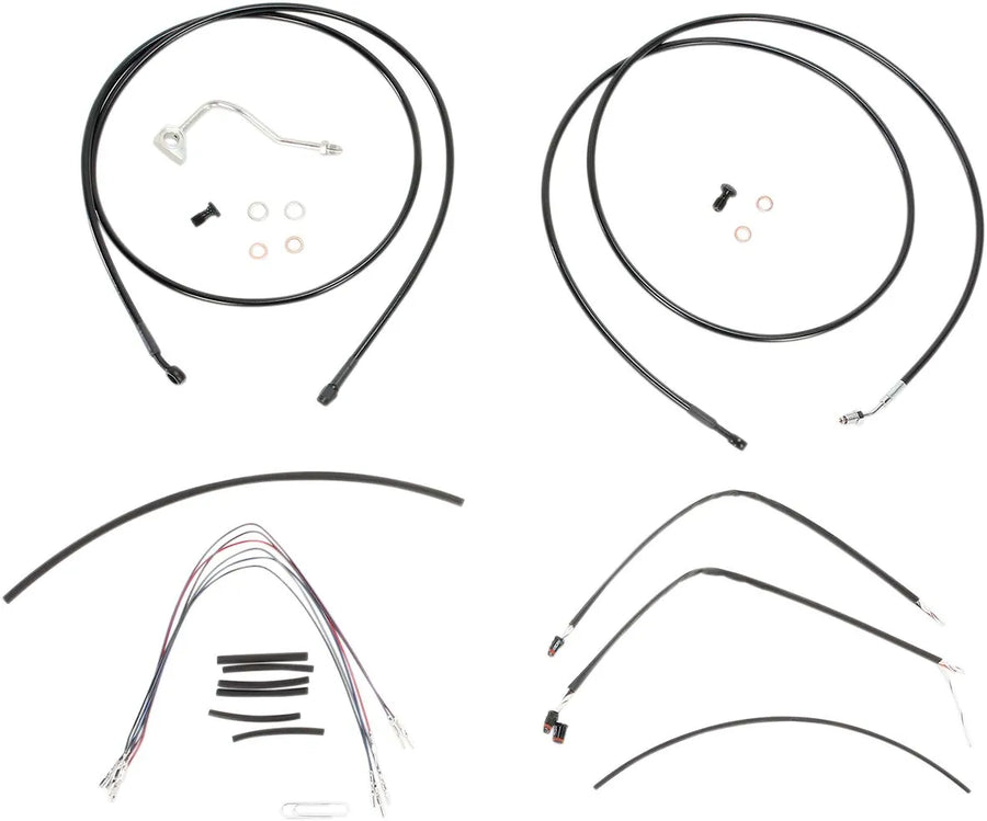 harley-davidson ultra limited [BURLY BRAND] - Complete Black Vinyl Handlebar Cable/Line Kit for Ape Hangers