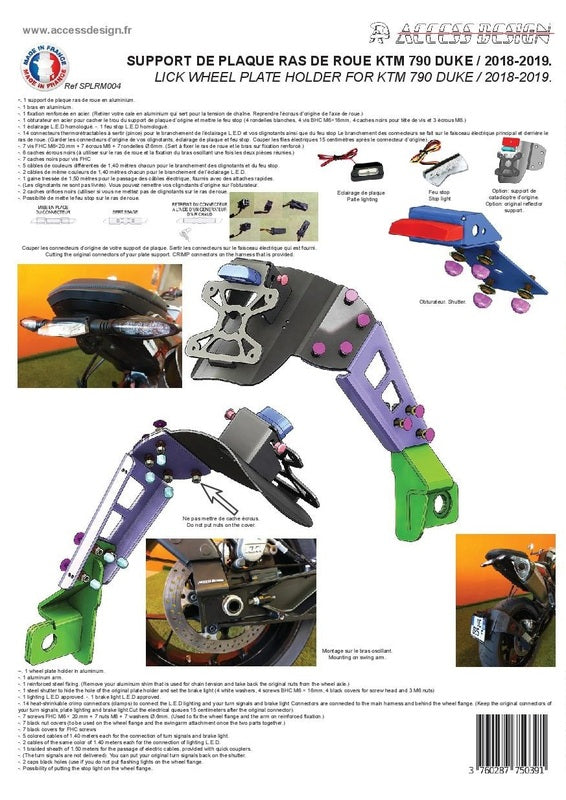 Ktm 790 Duke [ACCESS DESIGN] - license plate holder at wheel height black KTM Duke 790/890