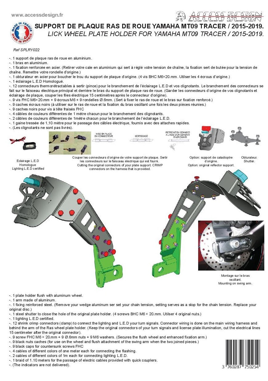 Yamaha Tracer 900 ABS (RN 29) [2015-2016] - NUMMERNHALTER ACCESS DESIGN YAMAHA MT-09