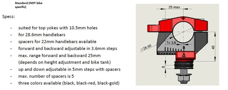 Honda Cb 650 R Neo Sports Cafe [GILLES] - 2DGT Adjustable Handlebar Mounts Black Honda