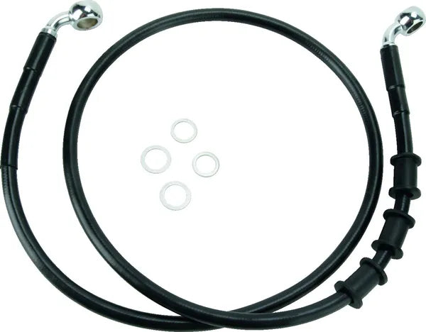 Harley Davidson FLS [DRAG SPECIALTIES] – Verlängertes Bremsleitungs-Kit aus schwarzem Vinyl