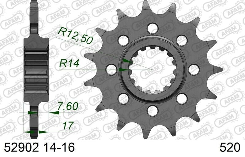 Ducati Panigale V4 S [2018-2024] - Kettenkit 520 XHR4 - 16/41-114 - Standard Kettenrad Alu - AFAM-Kettenradträger erforderlich