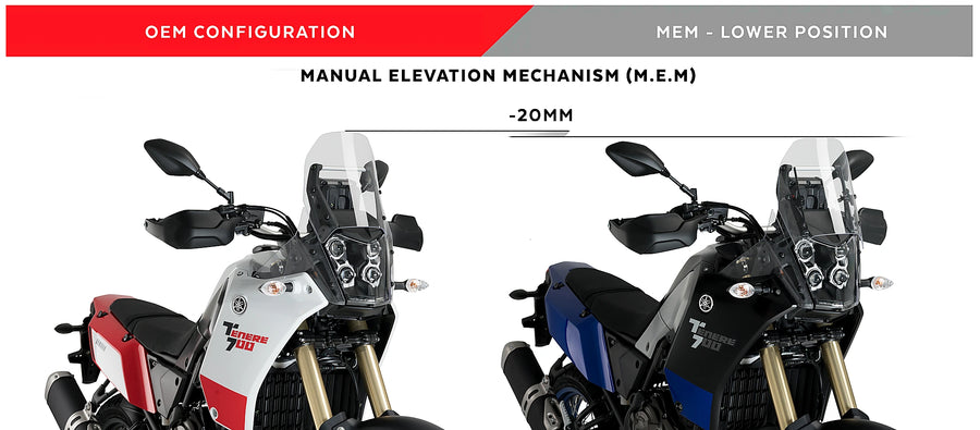 YAMAHA TENERE 700 - M.E.M. Windscheiben-Höhenverstellung | Schwarz | PUIG 3732N