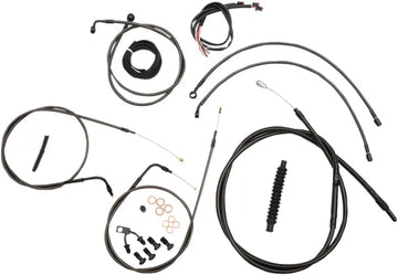 Harley Davidson Fxsbse [LA CHOPPERS] – Komplettes Midnight geflochtenes Lenkerzug-/Bremsleitungs-Kit
