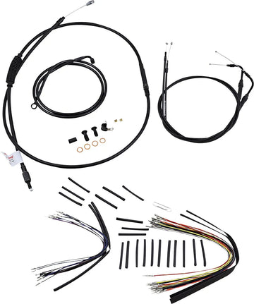 harley davidson flst [BURLY BRAND] - Complete Black Vinyl Handlebar Cable/Line Kit for Ape Hanger - 0