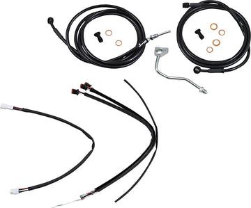 harley davidson flhrxs [BURLY BRAND] - Complete Black Vinyl Handlebar Cable/Line Kit for Ape Hanger
