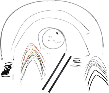 harley davidson flstf [BURLY BRAND] - Complete stainless steel handlebar cable/brake line kit