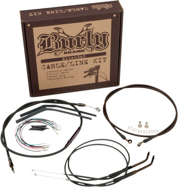 harley davidson fxdwg [BURLY BRAND] - Complete Black Vinyl Handlebar Cable/Line Kit for Ape Hangers - 0