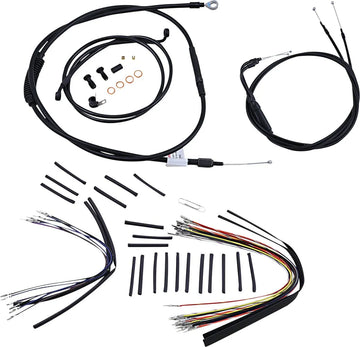 harley davidson fxst [BURLY BRAND] - Complete Black Vinyl Handlebar Cable/Line Kit for Ape Hangers