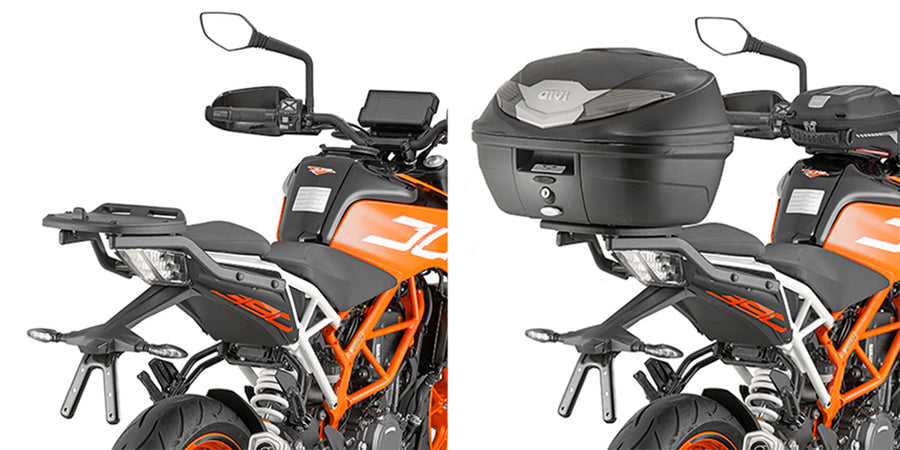 KTM Duke 125-390 [GIVI] - Topcase Träger für MONOLOCK® Koffer benutzen Sie die im Koffer mitgelieferte MONOLOCK® Platte