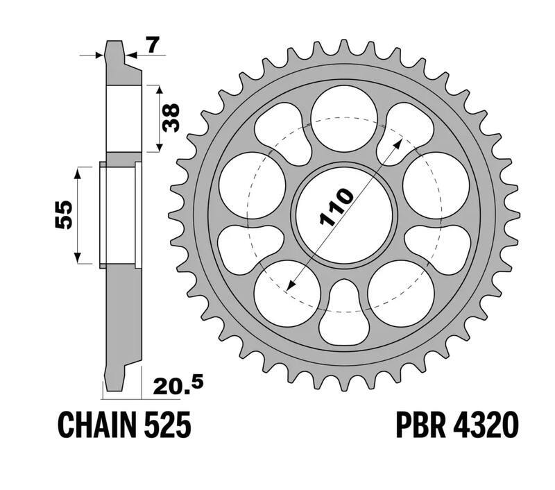 Ducati Hypermotard 1100 [PBR] - Sprocket aluminum reinforced - 525