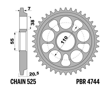 Ducati Hyperstrada 821 [PBR] - Sprocket steel reinforced - 525