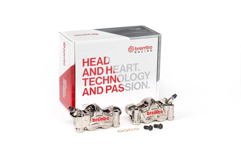 Hypermotard 939 [BREMBO RACING] - Pair of GP4RX - 1mm brake calipers (CNC machined - chrome plated) (with pads)