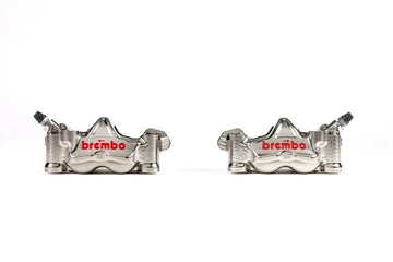 Ducati Hyperstrada 821 [BREMBO RACING] - Pair of GP4RX - 1mm brake calipers (CNC machined - chrome plated) (with pads) - 0