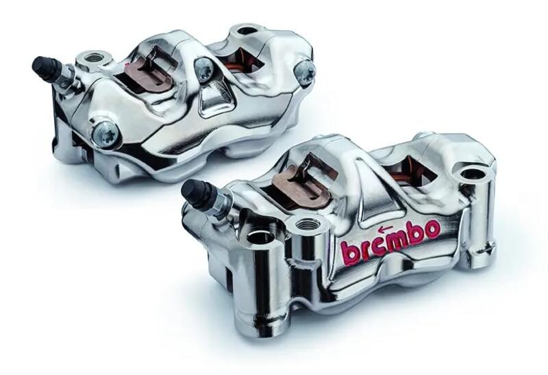 Ducati Monster 1100 [BREMBO RACING] - Pair of GP4RX - 1mm brake calipers (CNC machined - chrome plated) (with pads)