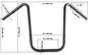 Harley Davidson Sportster [HIGHWAY HAWK] - Bad Hawk 1 inch handlebar with 3 holes, 845mm wide 370mm high, chrome-2