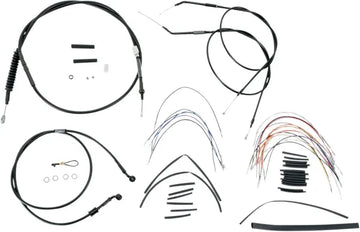 Harley Davidson Nightster [BURLY BRAND] – Komplettes schwarzes Vinyl-Lenkerzug/-Leitungsset für Ape Hanger