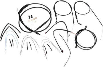 harley-davidson street bob [BURLY BRAND] - Complete Black Vinyl Handlebar Cable/Line Kit for Ape Hangers - 0