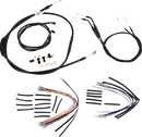 Harley Davidson Fxdwg [BURLY BRAND] – Komplettes schwarzes Vinyl-Lenkerzug/-Leitungsset für Ape Hanger