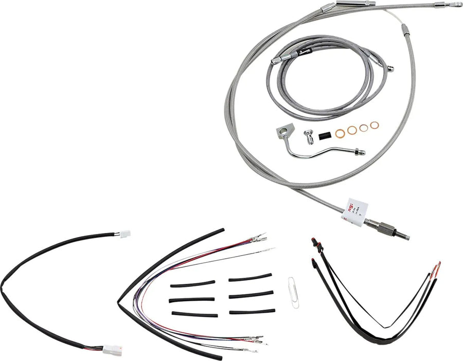 harley davidson flhrxs [BURLY BRAND] - Complete stainless steel handlebar cable/brake line kit