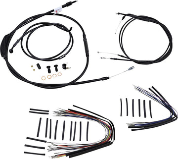 harley davidson fxst [BURLY BRAND] - Complete Black Vinyl Handlebar Cable/Line Kit for Ape Hangers - 0