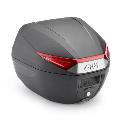 C30N - Monolock Topcase mit Platte – schwarz, mit roten Reflektoren