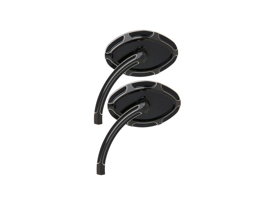 Harley Davidson-beveled cat eye mirror short stem black anodized