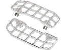 Harley Davidson Touring [1985-2025]-corrugated footrests silver, raw-1