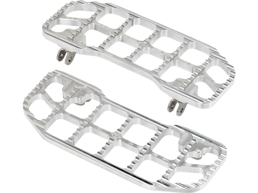Harley Davidson Touring [1985-2025]-corrugated footrests silver, raw