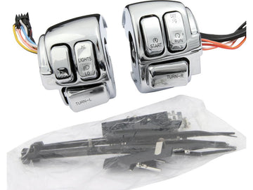 Harley Davidson Sportster [2006-2013]-Chrome handlebar switch housing kit with switches