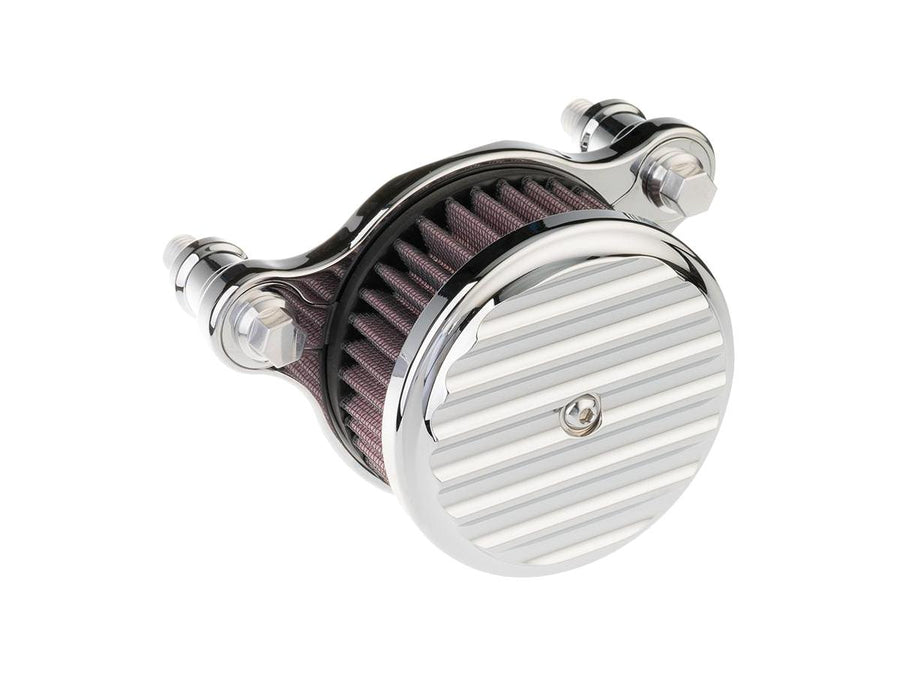 Harley Davidson Dyna [1999-2017]-high-performance air filter chrome, ribbed