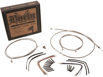Harley Davidson Fxst [2000-2003]-14 "Gorilla bar cable set stainless steel clear