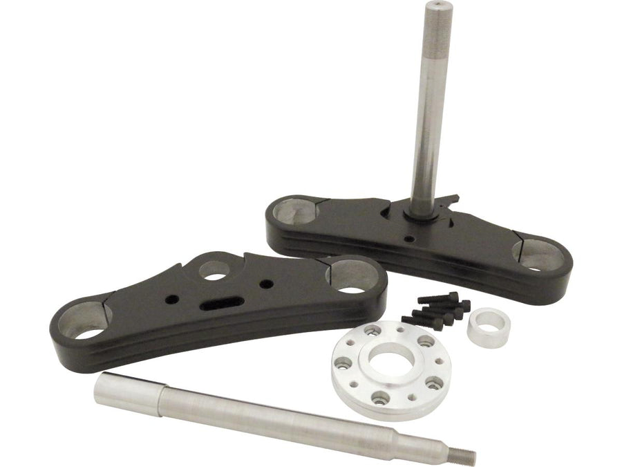Harley Davidson Dyna [2004-2007]-fork bridge, 39 mm, 0 °, black fork bridge set