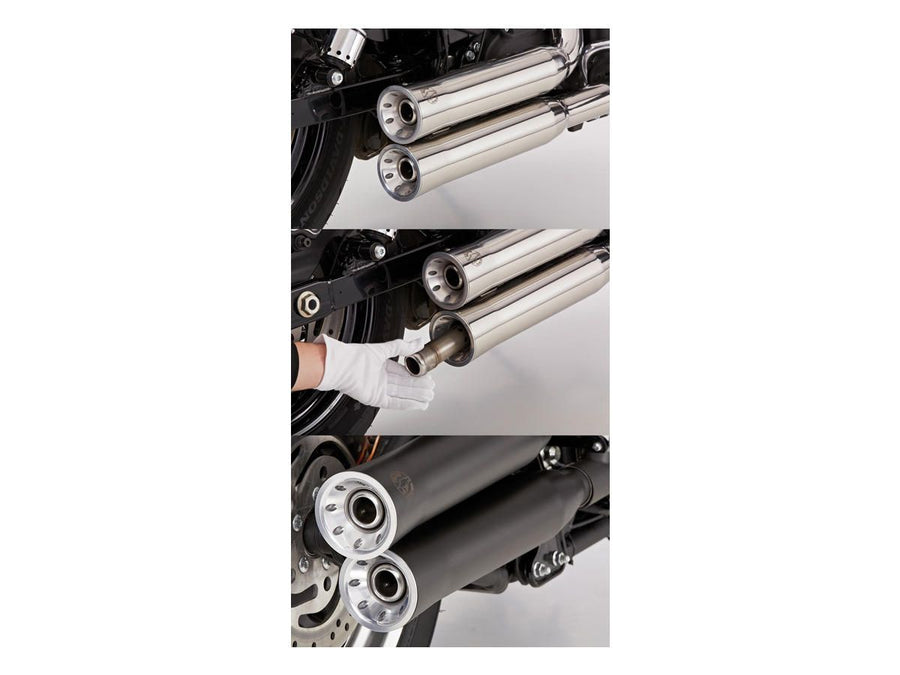 Harley Davidson FLDE [2018-2020]-Double grooves Slip-on silencer black satin