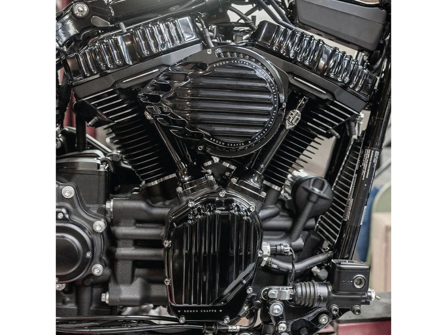 Harley Davidson Dyna [2000-2017]-ribbed air filter black anodized
