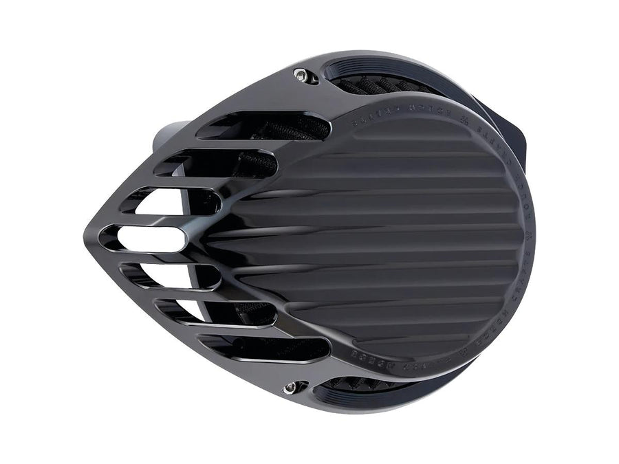 Harley Davidson Dyna [2000-2017]-ribbed air filter black anodized
