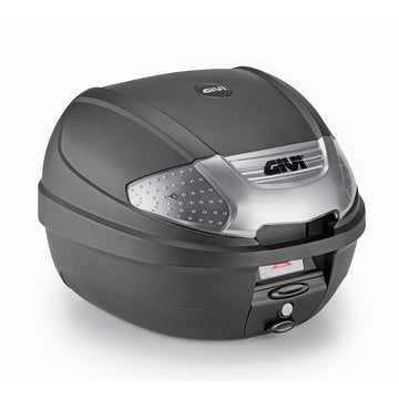 E300 - Monolock Topcase, 30 L., schwarz – Reflektor mit Silberlackierung , m. Platte