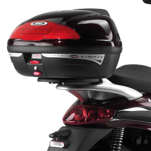 Piaggio Beverly 500 [GIVI] - Topcase Träger für MONOLOCK® Koffer benutzen Sie die im Koffer mitgelieferte Platte