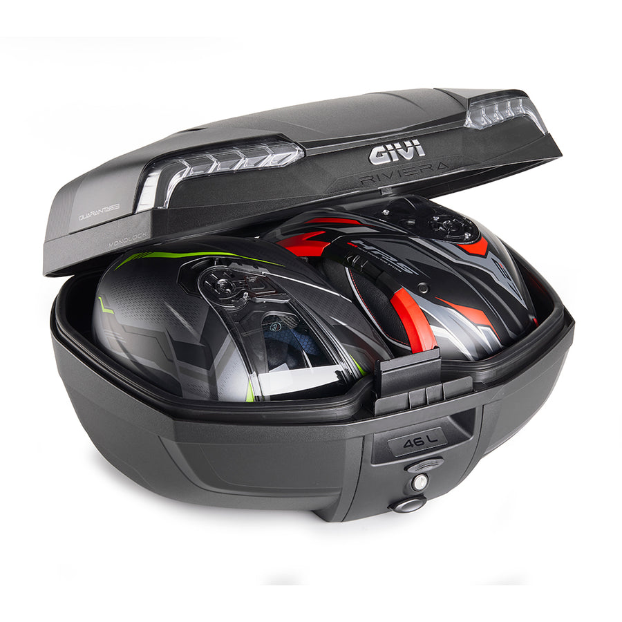 E46NT2 Monolock top case with universal plate - black, with silver-colored reflectors