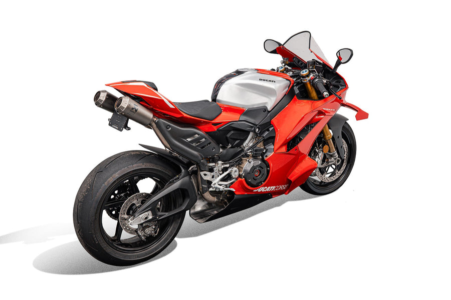 Ducati Panigale V4 [2025+] - Dynamischer Kennzeichenhalter mit V1 LED-Blinkern für Akrapovic Titanium Full Race