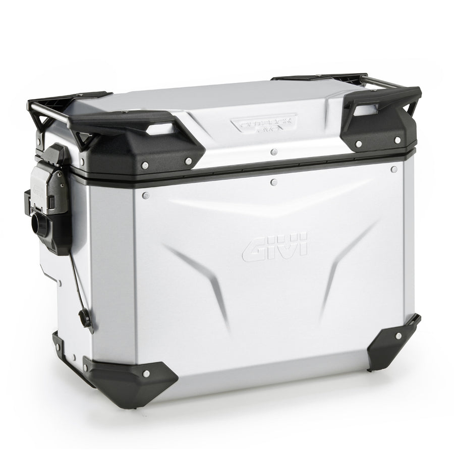 Seitenkoffer Trekker Outback EVO 40, rechts – aus eloxiertem Aluminium, seitlich versetzt