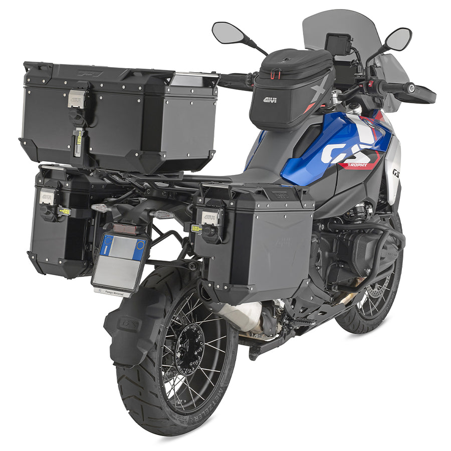 Alu-Seitenkoffer Trekker Outback EVO 33 Monokey – Schwarz, seitlich versetzt, rechts, SMART SEC LOCK