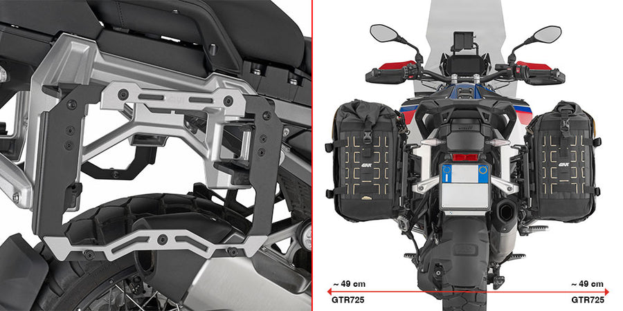 BMW R 1300 GS Adventure [GIVI] - Adapter aus schwarz lackiertem Stahl und eloxiertem Aluminium für die Verwendung von