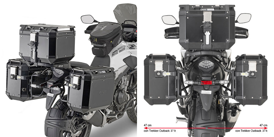 Honda CB 500 X [GIVI] - Stahlrohr-Seitenkofferträger PL ONE-FIT für die Trekker Outback MONOKEY® CAM-SIDE-Konfiguration