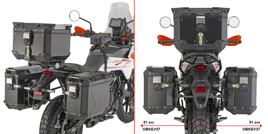 KTM Adventure X / 390 Adventure R 390 [GIVI] - Stahlrohr-Seitenkofferträger PL ONE-FIT für die Trekker Outback MONOKEY®