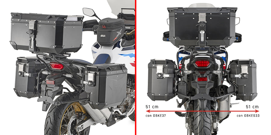 Honda CRF 1100 L Africa Twin [GIVI] - Stahlrohr-Seitenkofferträger PL ONE-FIT mit rechtem seitlichem Versatz für die