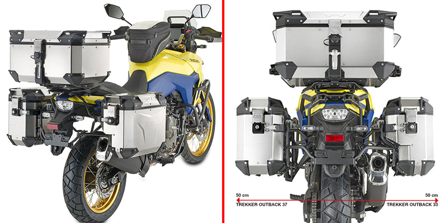 Suzuki V-Strom 800 SE [GIVI] - Stahlrohr-Seitenkofferträger PL ONE-FIT mit rechtem seitlichem Versatz für die Trekker