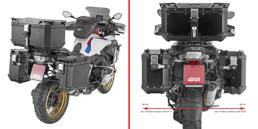 BMW R 1250 GS [GIVI] - Stahlrohr-Seitenkofferträger PL ONE-FIT mit rechtem seitlichem Versatz für die Trekker Outback