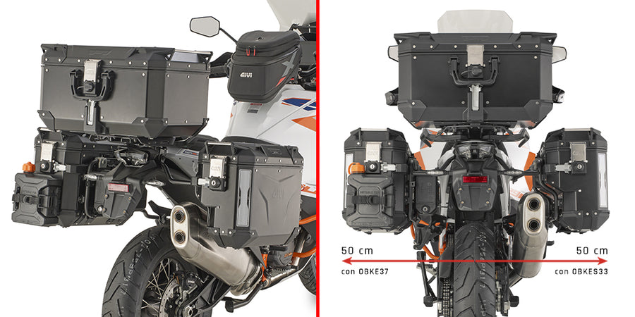 KTM Super Adventure R 1390 [GIVI] - Stahlrohr-Seitenkofferträger PL ONE-FIT mit rechtem seitlichem Versatz für die