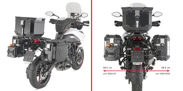 Benelli TRK 702 [GIVI] - Stahlrohr-Seitenkofferträger PL ONE-FIT mit rechtem seitlichem Versatz für die Trekker Outback
